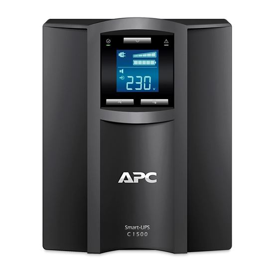Picture of APC Smart-UPS C, Line Interactive, 1500VA, Tower, 230V, 8x IEC C13 outlets, USB and Serial communication, AVR, Graphic LCD (SMC1500I)